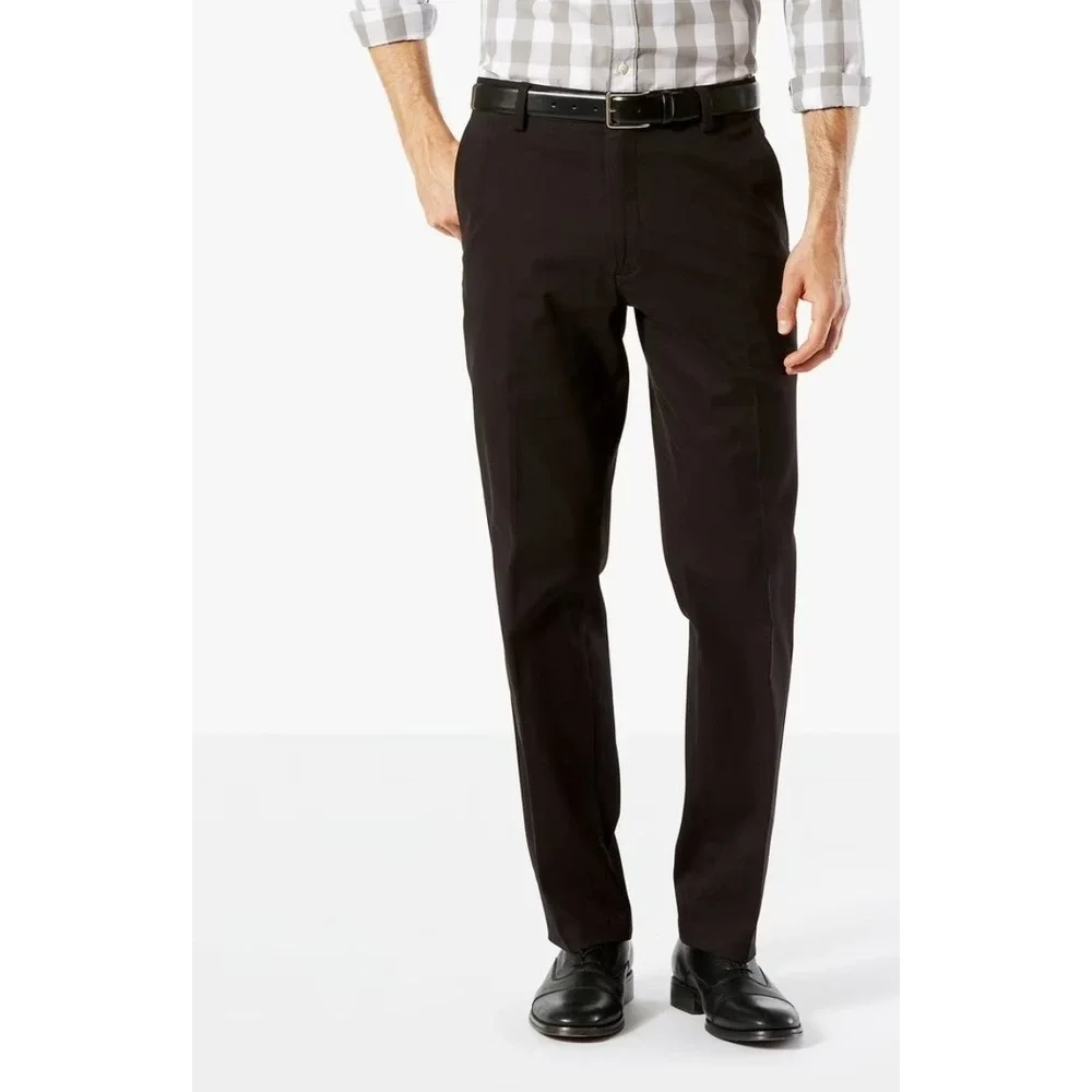 Dockers D2 Straight Fit Black Chino Pants Minimalist 36x32 Smart Casual Cotton